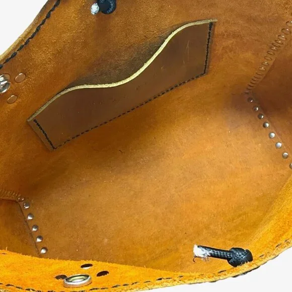 Jaxy Blue Medium Leather Tote Bag Brown Handmade Studded Western Tassel Pocket - Picture 9 of 14